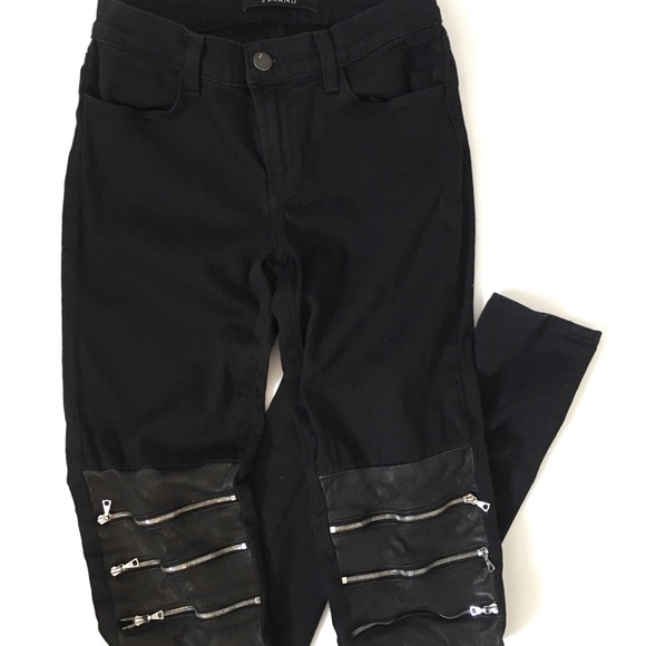 J Brand Hewson Black Skinny Jeans Zipper Knees 25 - Picture 2 of 10